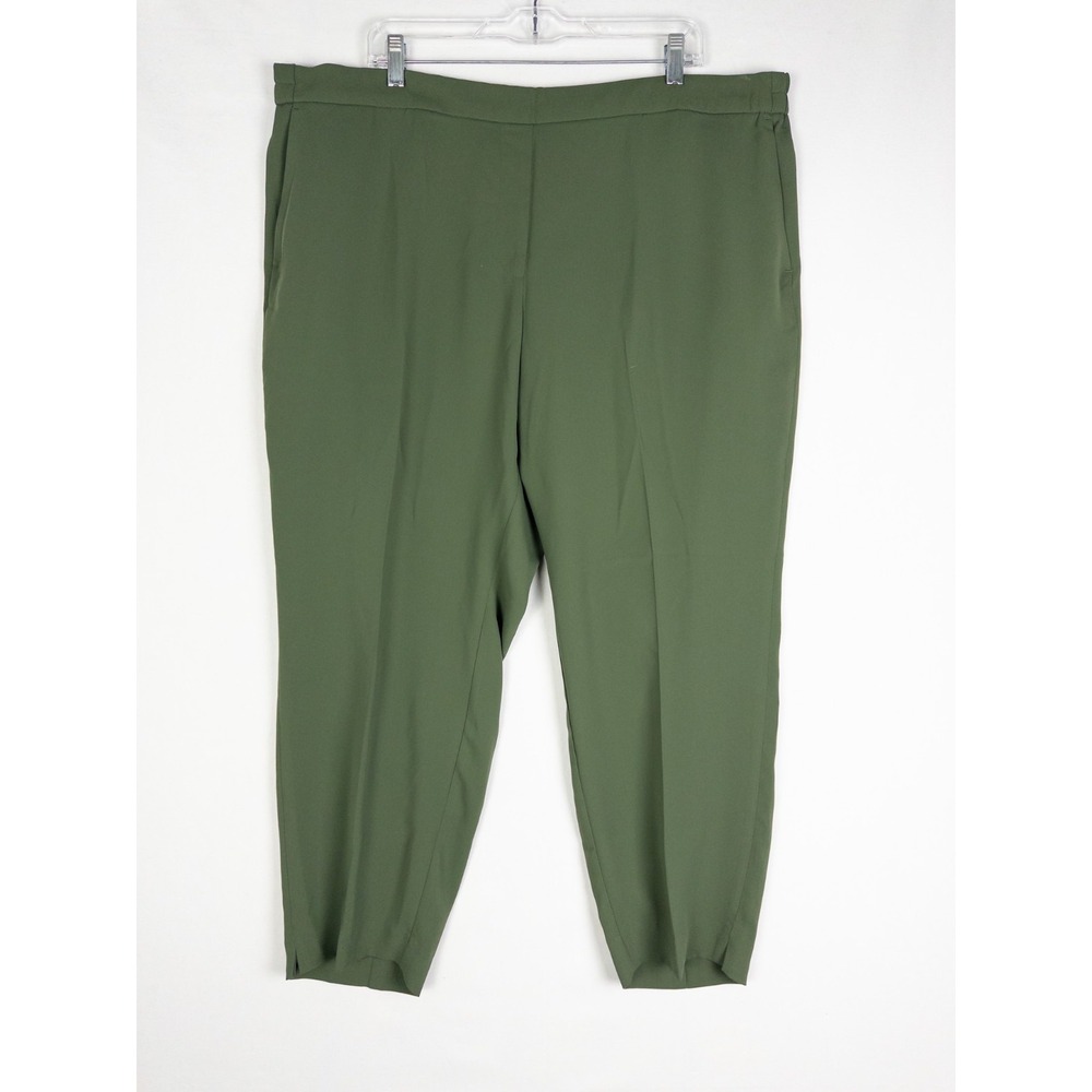 NWT J Crew Jamie Pants Womens 22 Green Pull On Solid Flat Front Stretch Ankle